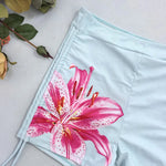 Light Blue Flower Print Swimwear Women's Bikinis Shorts and Tankinis Sexy Swimsuit Holiday Beach Wear Brazilian Bikini Femmes