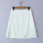 2026 Women Vintage Black White Polka Dot A-line Knee Length Skirt Sexy Low Waist Holiday Summer Skirts Slim Mini Skirts J7L2