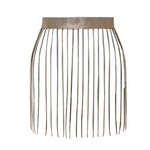 Fringe Bright Rhinestone Chain Skirt Women's High Waist Tassel Waist Chain Belt Stage Performance Carnival Party Night Clubwear