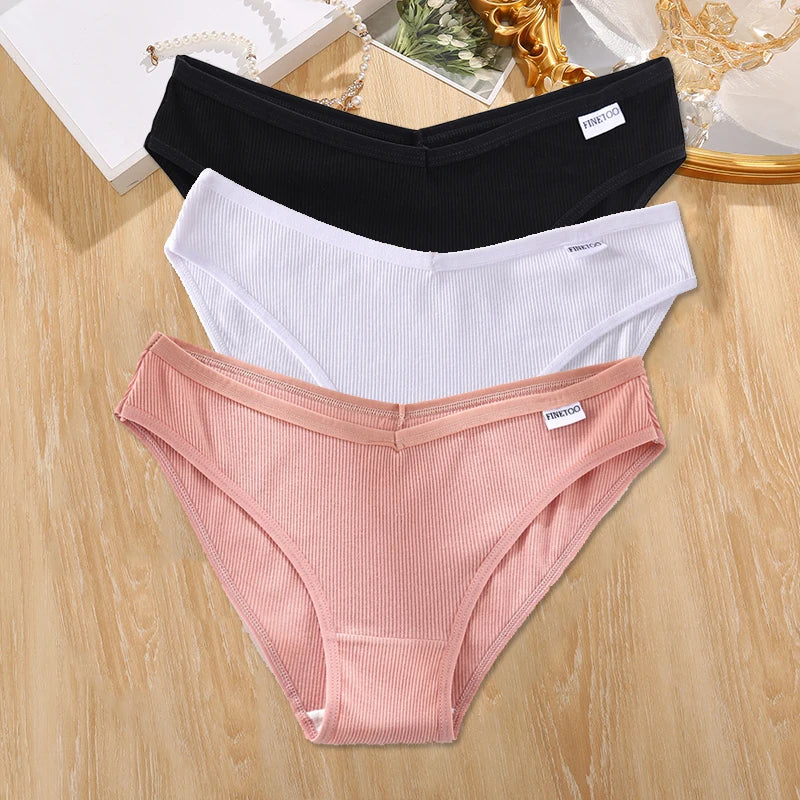 3Pcs/set Cotton Panties Women M-4XL Low Waist Underwear Plus Size Briefs Ladies Comfortable Underpants Female Panties Lingerie