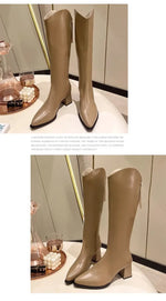 Pointed Toe Women High Boots Fashion Side Zippers Long Booties Ladies Elegant Party High Heel Shoes Winter Women's Footwear