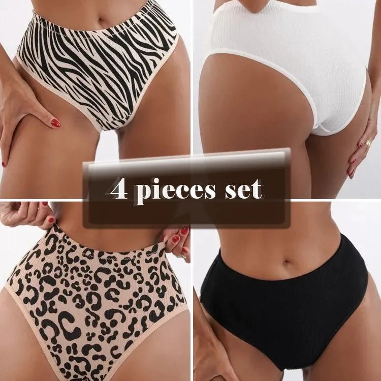 High Waist Briefs Leopard Print Sexy Lingerie Seamless Panties Women Underwear High-stretch Quick-drying Underpants Intimates