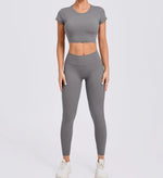 Women's Yoga Sets 2 Piece High Waist Hip Lift Leggings with Cross Back Sports Bra Seamless Workout Clothes Fitness Gym Wear Set