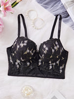 Plus Size Floral Embroidered Lace Bustier Bra – Push Up, Tummy Control & Non-Slip Corset Top