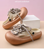 Plus Size Summer Platform Sandals For Women Men Home Street Garden Shoes Lace-up Style Silver Gold Clogs Couples Beach Slippers