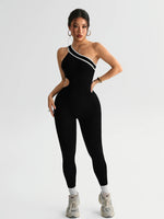 Women Seamless Yoga Jumpsuit Workout Bodysuit Tummy Control Butt-Lifting Gym Clothes Sleek Sportswear Striped Athletic Outfit