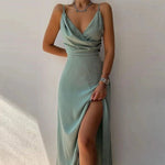 Elegant Sexy Evening Party Dress for Women 2022 New Midi Long Bodycon Slip Dresses Summer Thigh Split Vestidos De Fiesta