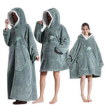 Winter Extra Long Wearable Hoodies Blanket Adult Warm Pullover Sweatshirt Oversized Fleece Hooded Blanket with SleevesRobe