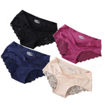4Pcs/Set Panties Sexy Briefs Lace Trims Panties For Women Comfort Breathable Panty Low-Rise Lingerie M-XXL Ice Silk Underwear