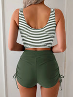 Sexy Drawstring Side High Waist Bikini Set 2026 Women Black Stripe Push Up 2 Piece Swimsuit Summer Holiday Bathing Suit Swimwear