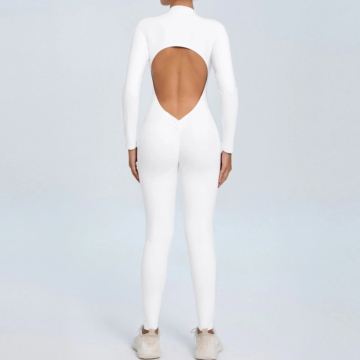 Women Sportwear Yoga Jumpsuit Zip Long Sleeve Back Open Outfit Fitness Tracksuit Tight One-piece Gym Overalls Sports Bodysuit