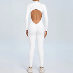 Women Sportwear Yoga Jumpsuit Zip Long Sleeve Back Open Outfit Fitness Tracksuit Tight One-piece Gym Overalls Sports Bodysuit