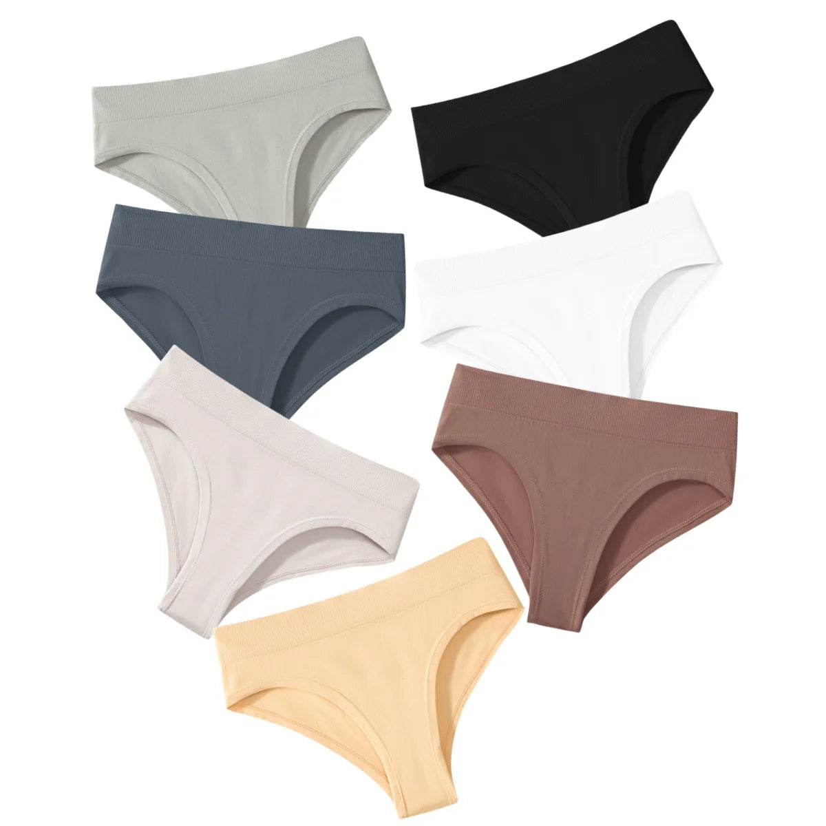 7Pcs/Set Panties Women Seamless Underwear High Rise Briefs Female Underpants Solid Color S-XXXL Sexy Lingerie Comfort Intimates