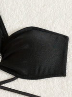 Sexy One Shoulder Black Bikini 2025 Woman Swimsuit Two Pieces Swimwear Female Thong Bikinis Set Bathing Suits Brazilian Biquini