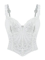 Sexy Lace Underwire Diamond Fishbone Crop Top Hot Girl Slim Fit Tank Top Women Top Deep V Suspenders Sleeveless Fashion J5O9