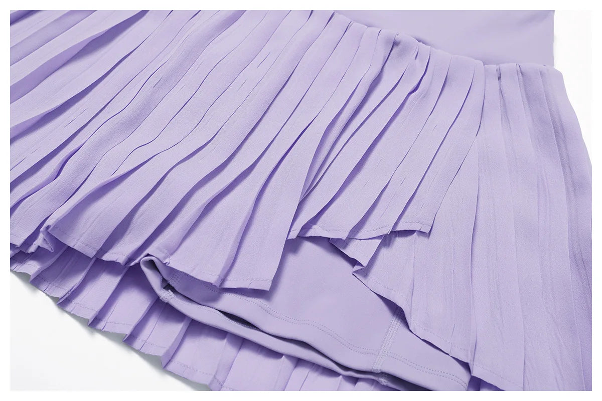 Sports Tennis Short Skirt Women's Summer Pleated Fake Two-piece Quick Drying Skort Fitness High Waist Pocket Yoga Running Skirts