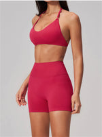 2 Pieces Seamless Yoga Sets Women Solid Color Sports Bra Tight Fitting Peach Buttocks Shorts Fitness Suit Gym Running Tracksuit
