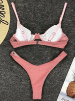 Glitter Shiny Underwired V-Bar Bikini Women Swimsuit Female Brazilian Swimwear Two-piece Bikini Set Triangle Bathing Suit Swim