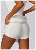 Sports Tennis Short Skirt Women's Summer Pleated Fake Two-piece Quick Drying Skort Fitness High Waist Pocket Yoga Running Skirts