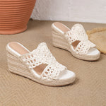 Summer Bobo Beach Mules Slipper Leisure White Espadrille Wedge Slide Sandals Slip On Platform High Heel Women Shoes EUR Size 45