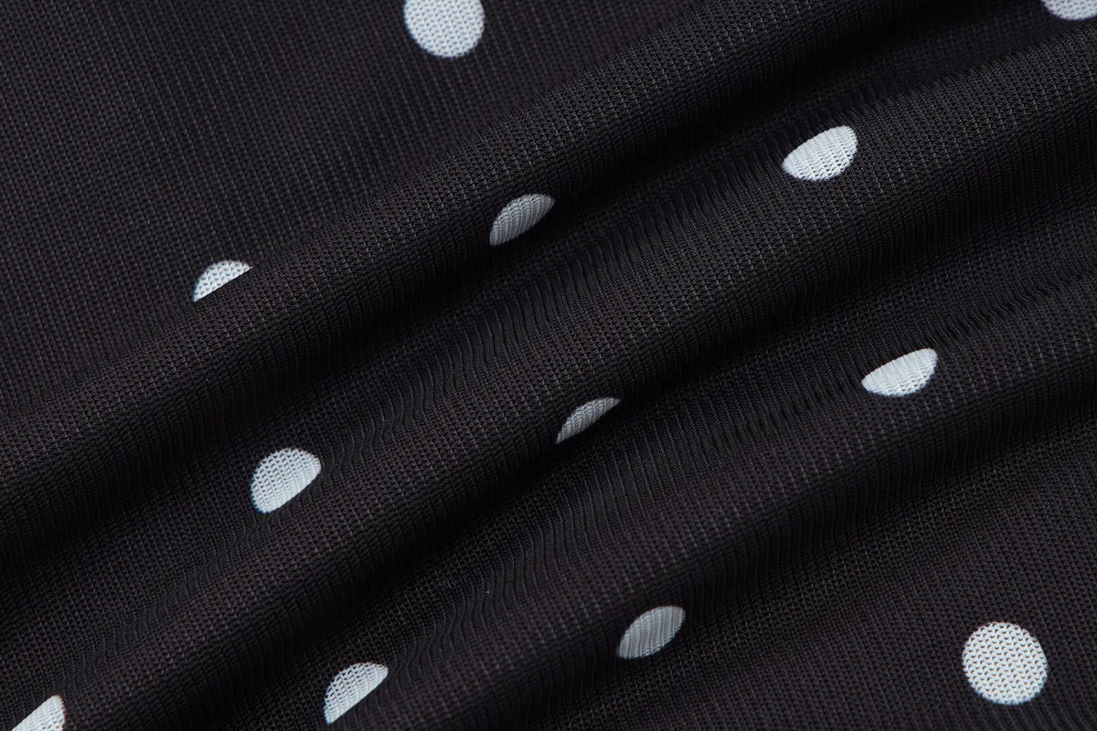 FDYOUI Chic Square Collar Black T-shirts Women's Summer Short Sleeve Polka Dot T Shirt 2026 Girls Clothes Slim Ruched Crop Top