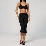 Women's Tracksuit 2 Pieces Yoga Clothes Athletic Wear Fitness Suit Gym Outfits Workout Sets Push Up Sports Bra Capri Pants Suit
