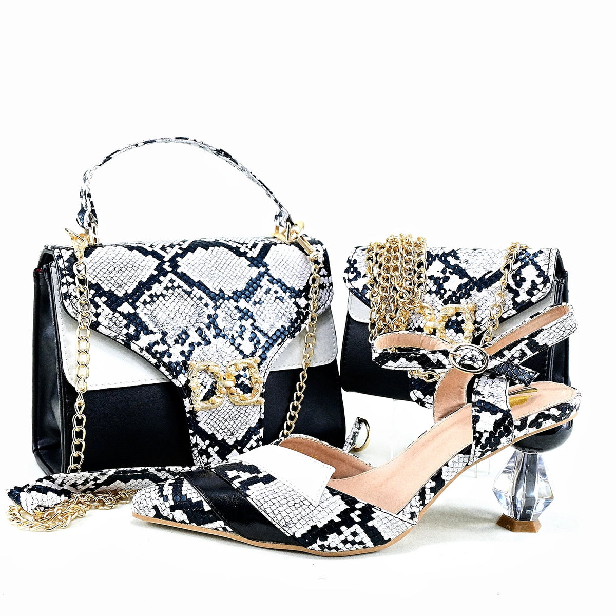 Doershow New Arrival African Wedding Shoes and Bag Set green Color Italian Shoes with Matching Bags Nigerian lady party HRT1-38