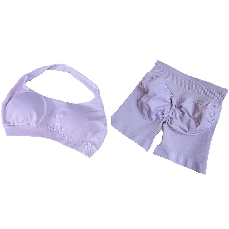 2 Pieces Gym Set Sports Suit Women Sports Bra Yoga Shorts Fitness Suit Gym Sets Seamless Workout Outfits Yoga Set Sportswear