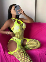 Summer Sleeveless Bodystocking Sexy Women Open Crotch Bodysuit Erotic Lingerie Mesh Nightgown Sexy Costumes Crotchless Pajamas