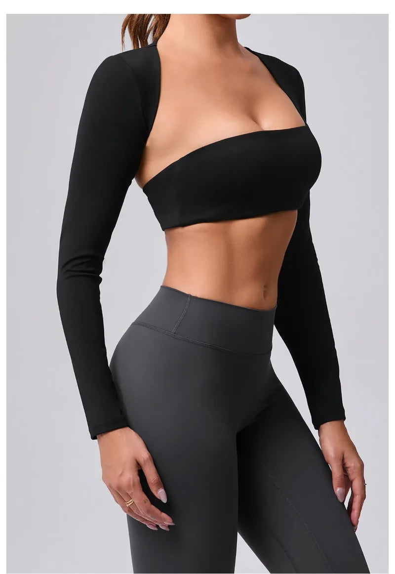 Women's Brushed Long Sleeve Yoga T-shirt Lightweight Quick-Dry Sports Tunic for Outdoor Running, Fitness & Multi-Sport