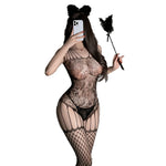 Seductive Fishnet Bodystocking for Women Hollow Out Mesh One Piece Lingeries Strappy Seduction Nightwear Clubwear Sheer Outfits