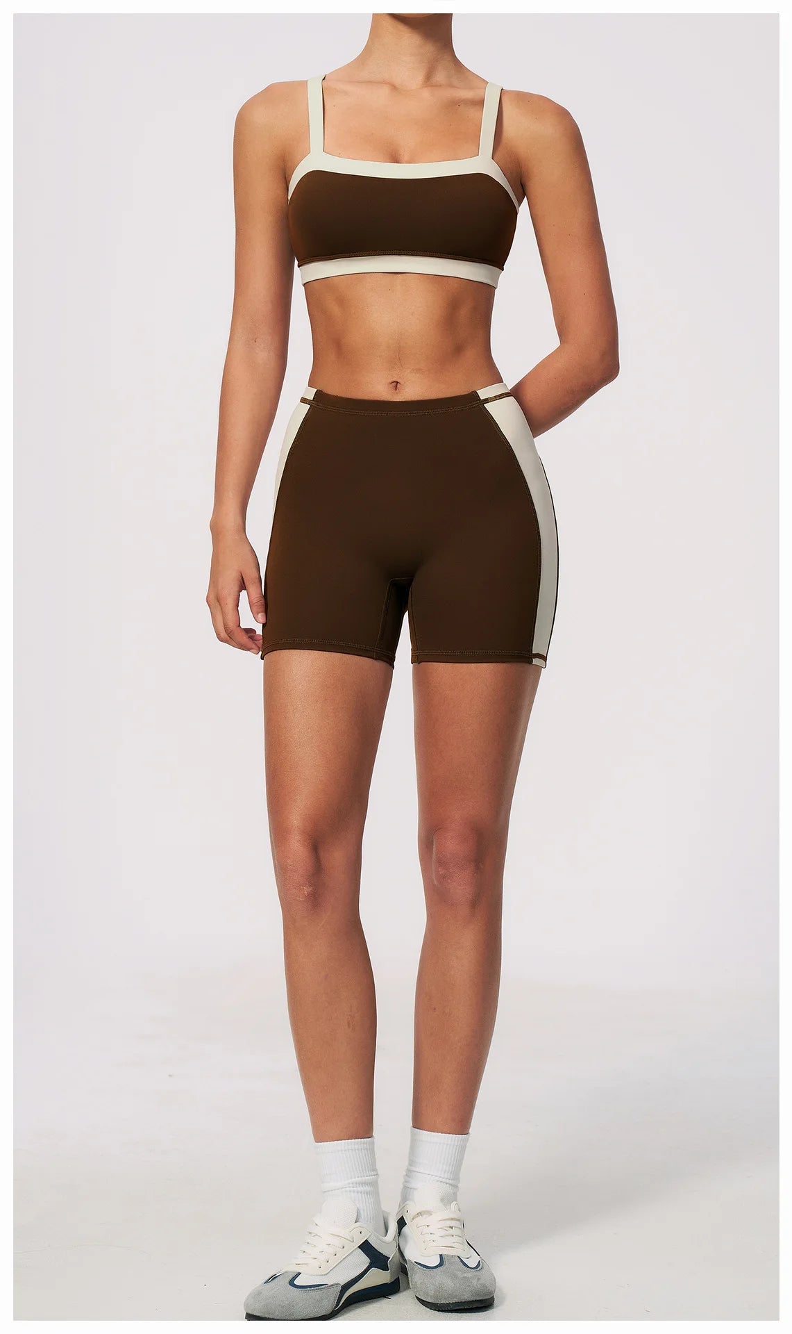 Summer Color Blocking Yoga Suit Women Shockproof Slim Sports Bra High Waist Hip Lift Shorts Gym Running Fitness Sets Tracksuit