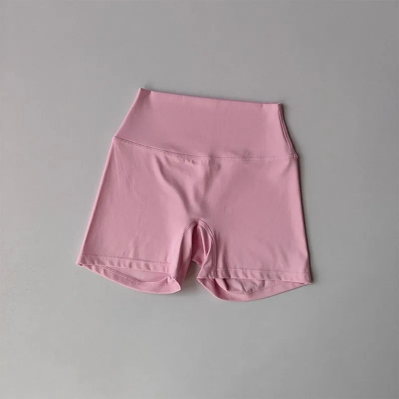 Women's High-Waist Quick-Drying Yoga Sports Shorts Nude Summer Fitness Running Training Three Quarter Length