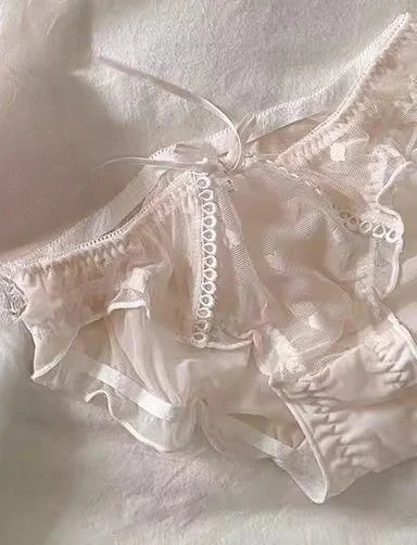 Japanese Kawaii Heart Print Lingerie, Sweet Wireless Bralette Set for Small Breasts, Comfortable Anti-Sagging Everyday Bra Set