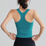Women's One Piece Yoga Sports Vest Stretch I-Shaped Running Fitness Slimming Short Style Camisole Outerwear