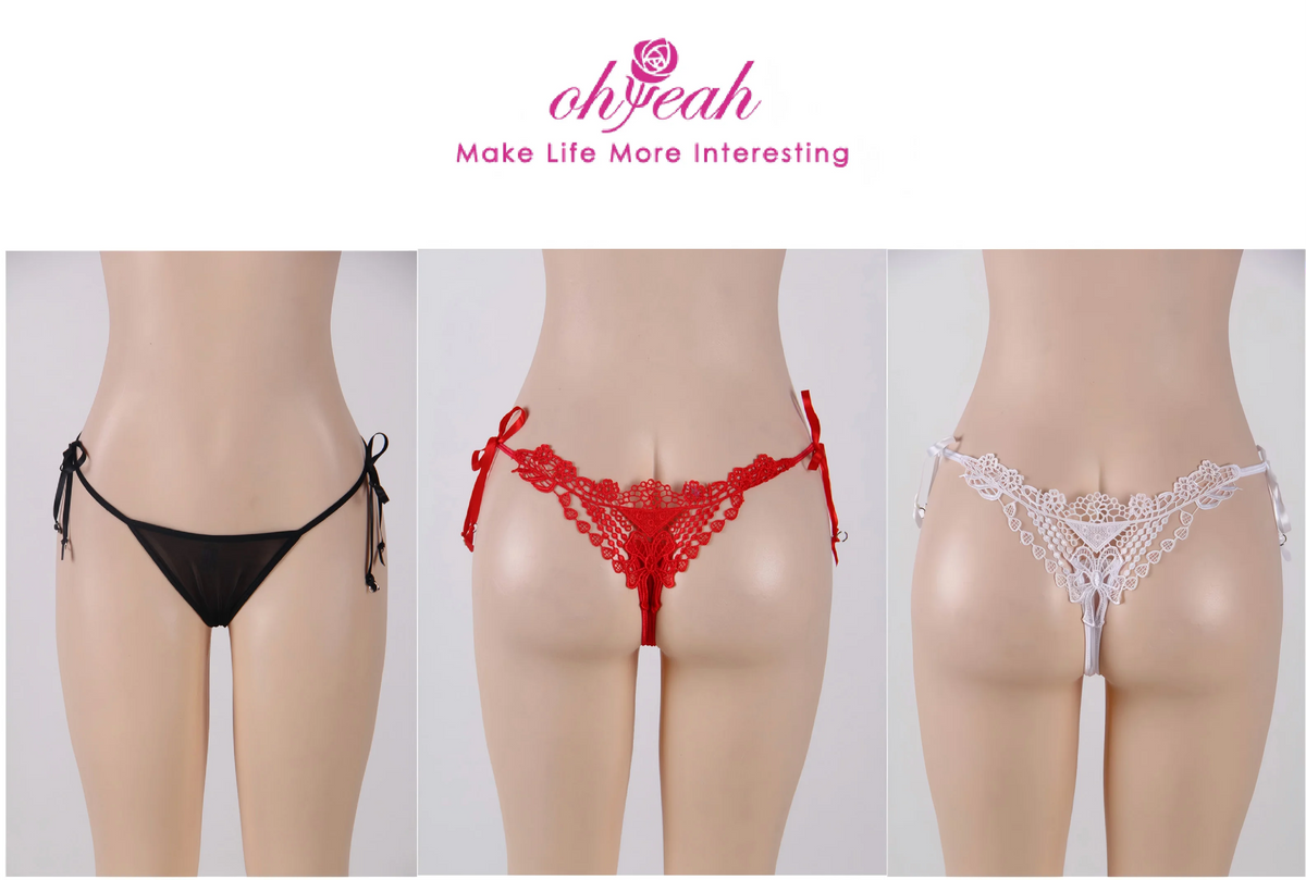 Women‘s Mesh Lace Panties Plus Size M-3XL Sheer Embroidered Flowers Low Rise Sexy Underwear with Ribbon Metal Ring Daily Wear