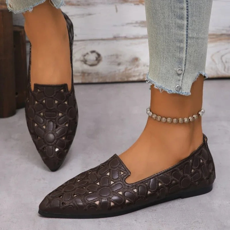 Breathable Flats Female Shoes Summer 2026 New Arrival Leather Flats Woman Moccasin Loafers Casual Mom Shoes Women's Ballet Flats