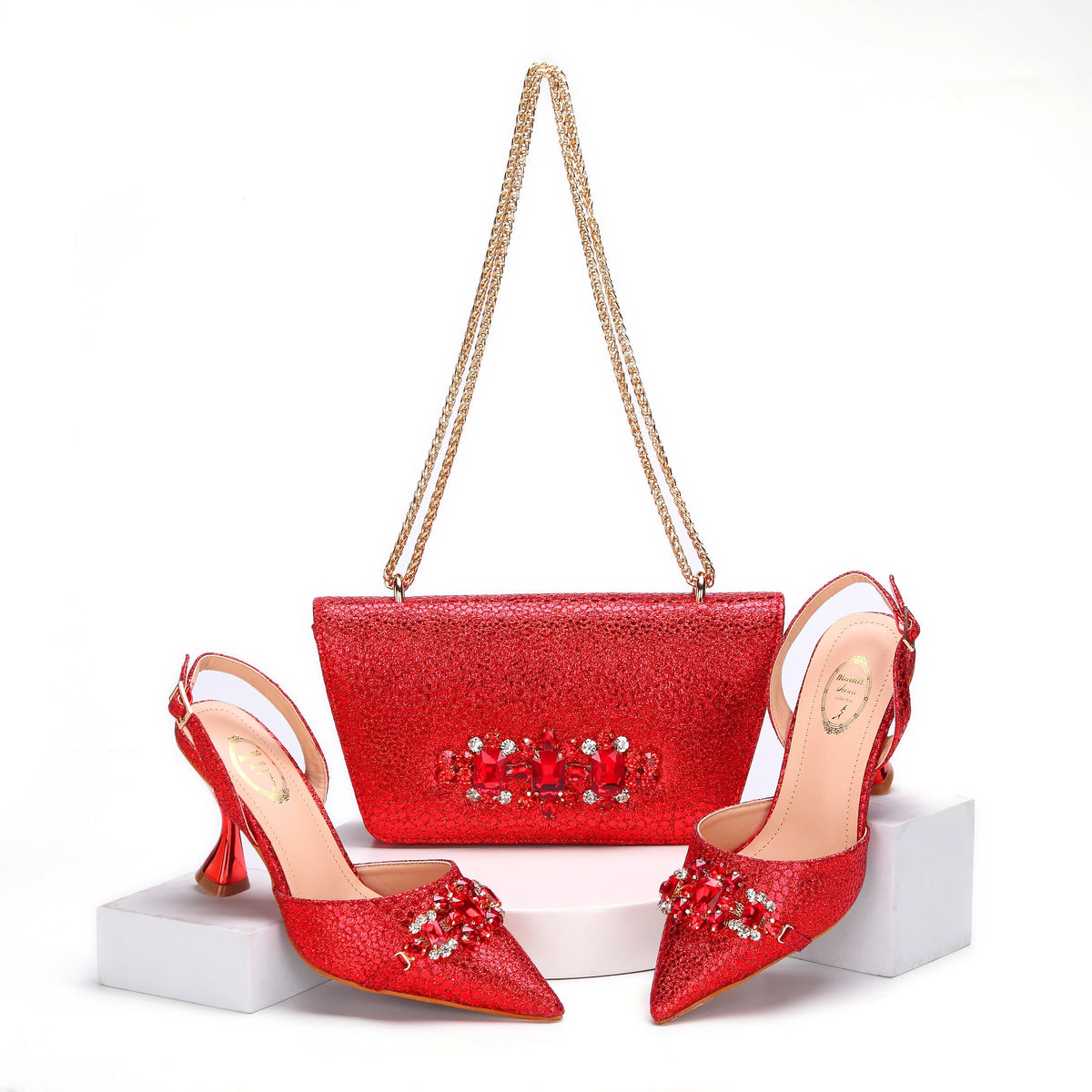 Doershowbeautiful High Quality African Style Ladies Shoes And Bags Set Latest gold Italian Shoes And Bag Set For Party HMA1-4