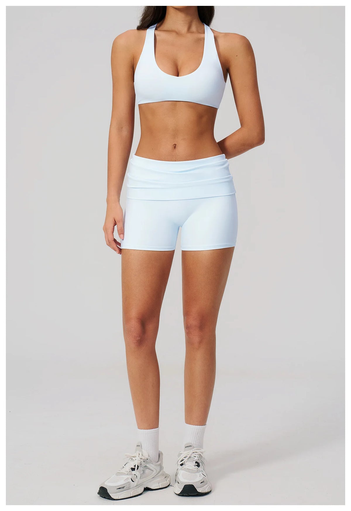 Women Two Piece Gym Yoga Sets Back Cross Sports Bra Pleate High Waist Short Fitness Suit Outdoor Running Camisole Tops Outfits