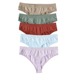 5Pcs/SetWomen Panties Low Rise G-String Thongs Seamless Underwear Female Underpants Sexy Lingerie Solid Color Bottom M-XL