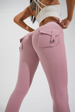 DIAS FIT JOY Nylon Yoga pants buttocks pocket tight pants women's sports fitness pants hip lifting Breathable No T Line
