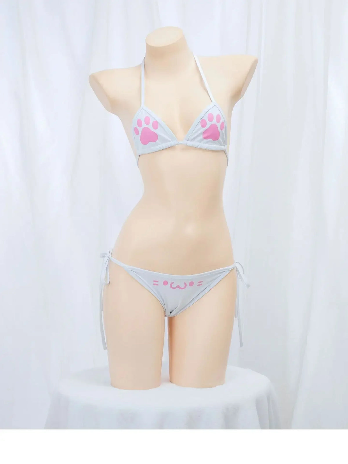 Japanese Kawaii Cat Paw Micro Bikini Set for Girl Women Bathing Suit Bandage Backless Mini Swimsuit Underwear Lingerie