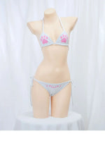 Japanese Kawaii Cat Paw Micro Bikini Set for Girl Women Bathing Suit Bandage Backless Mini Swimsuit Underwear Lingerie