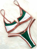 Splicing Denim V Shaped Thong Bikini Women Swimsuit Female Swimwear Two Pieces Bikini Set Bather Push Up Bathing Suit Swim Lady