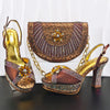 Doershow Italian COFFEE Shoes And Bag Sets For Evening Party With Stones Italian Leather Handbags Match Bags! HM1-1