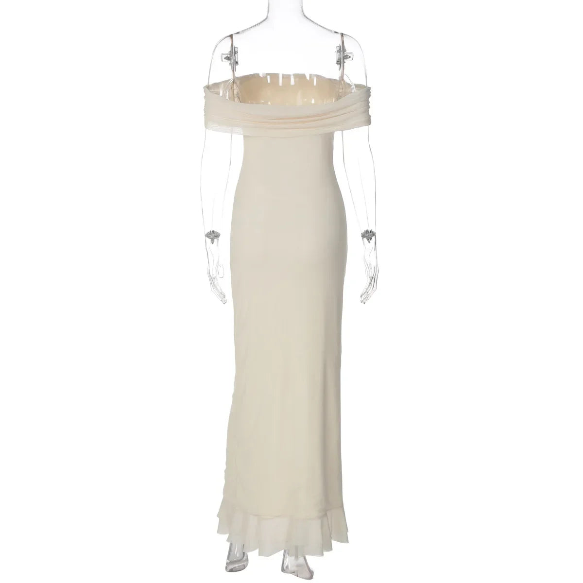 FDYOUI Elegant Slash Neck Ruffles High Slit Long Party Dresses for Women 2026 Summer Sleeveless Bodycon Evening Dress Lady Gowns