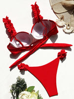 Underwired Bra Cup Ruffled Frill Bikini Women Swimsuit Female Swimwear Two Pieces Bikini Set Push Up Bathing Suit Swim Beachwear