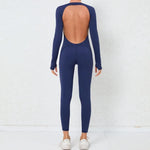 Women's Seamless Yoga Jumpsuits Backless Sexy Long-Sleeved One-Piece Butt-Lifting Gym Nude Feel Workout Gym Training Bodysuits