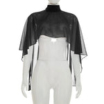 FDYOUI Woman Black Corset with Cover-ups 2-piece Sets Chic Sexy Hollow Out Evening Party Tops Female Blouses Shirts High Street