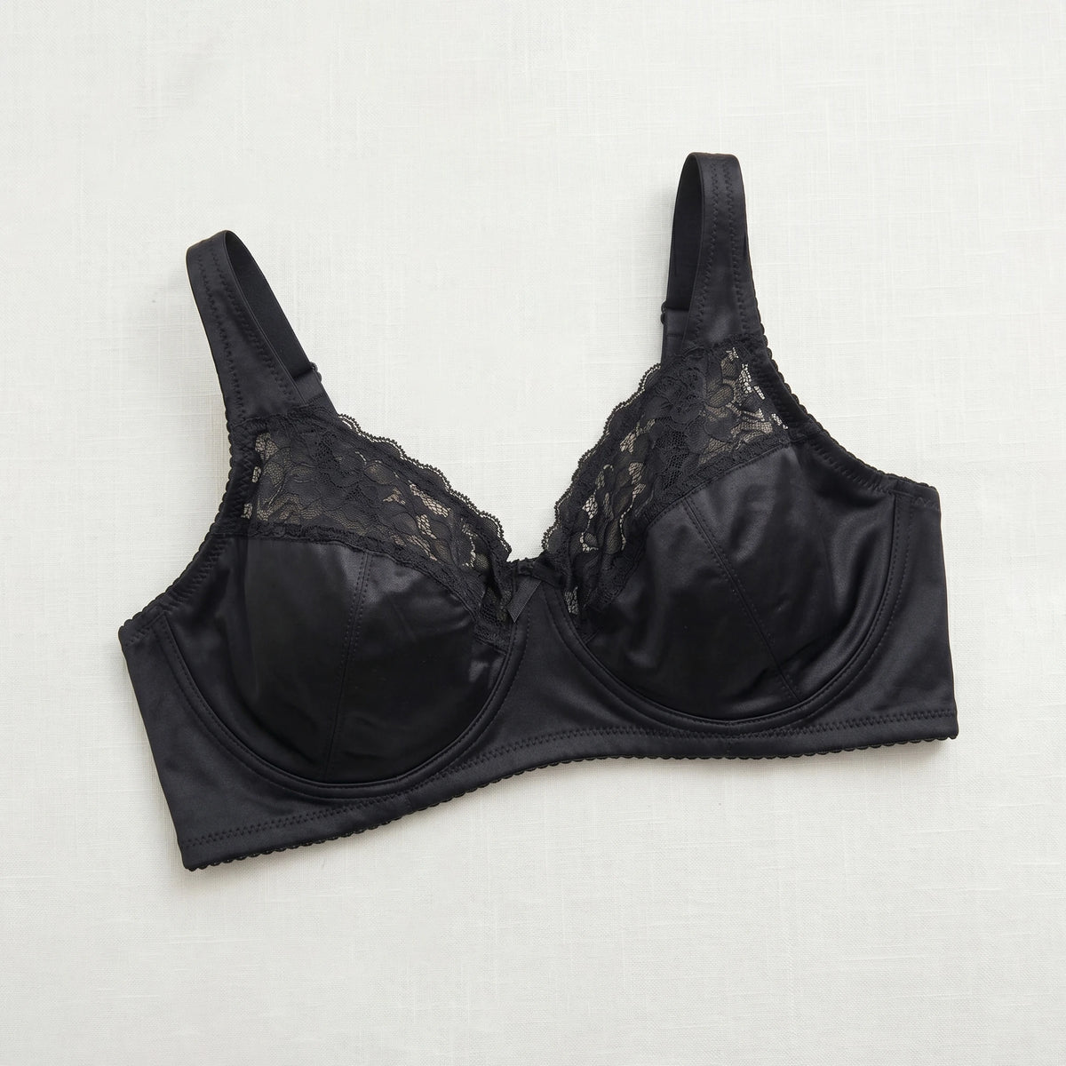 Plus Size Women Satin Lace Bra Underwired Unlined Ultra Thin Full Cup Brassiere Adjustable Wide Straps 3 Hooks Minimizer Large S